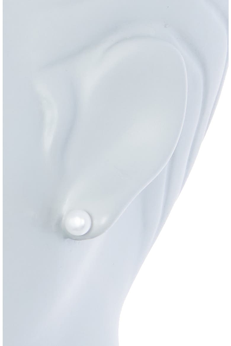 Set of 2 Sterling Silver Cubic Zirconia & Faux Pearl Stud Earrings, Alternate, color, CLEAR- WHITE- SILVER