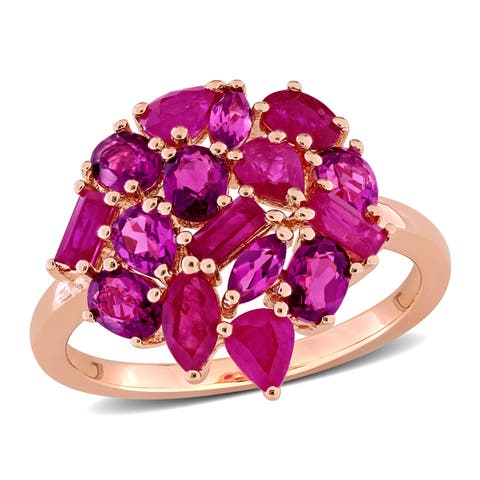 Ruby & Rhodolite Cluster Cocktail Ring