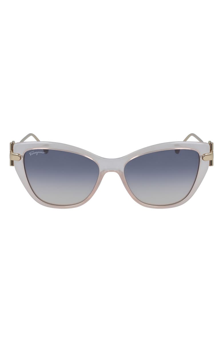 FERRAGAMO 55mm Cat Eye Sunglasses, Main, color, Nude
