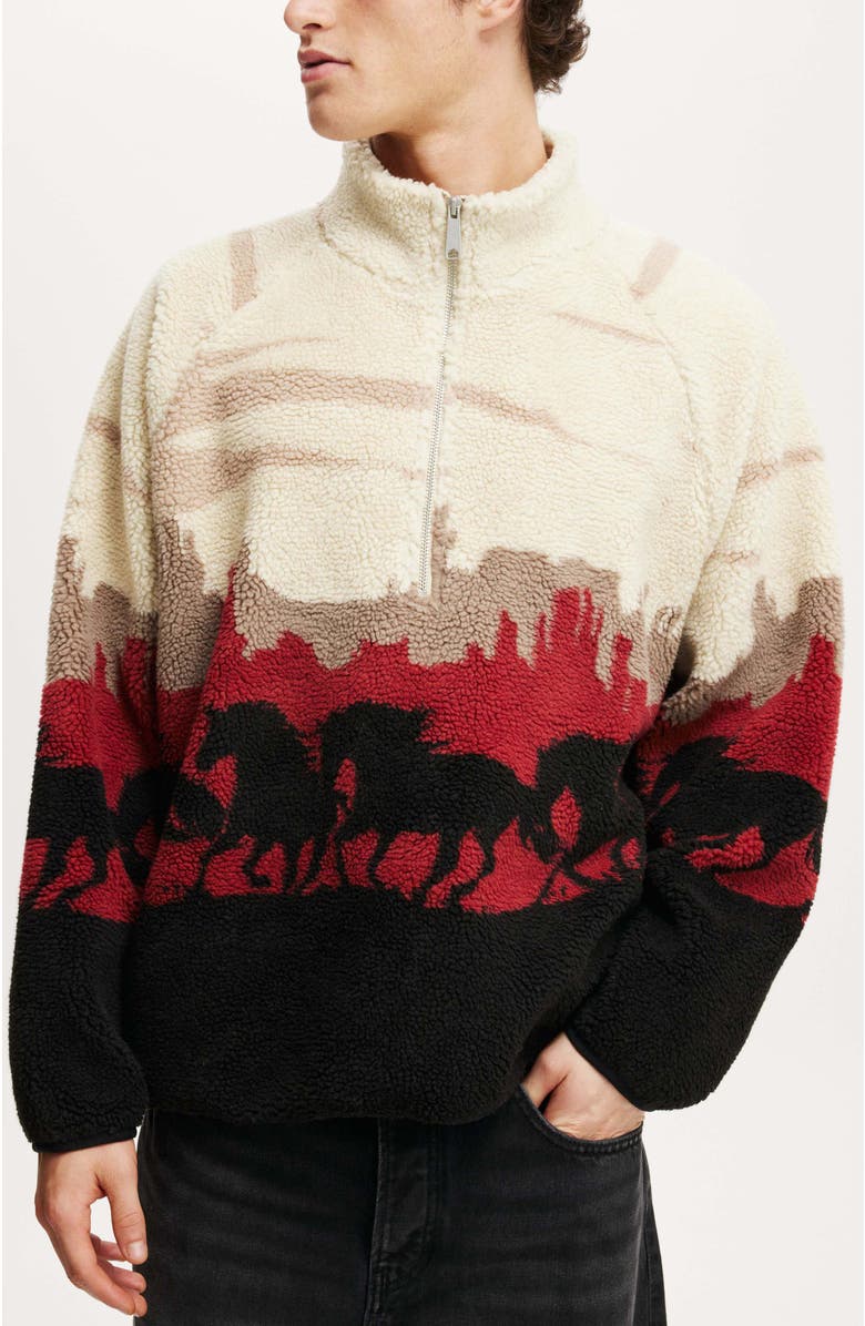 Cotton On Men's Teddy 1/2 Zip Fleece, Main, color, 