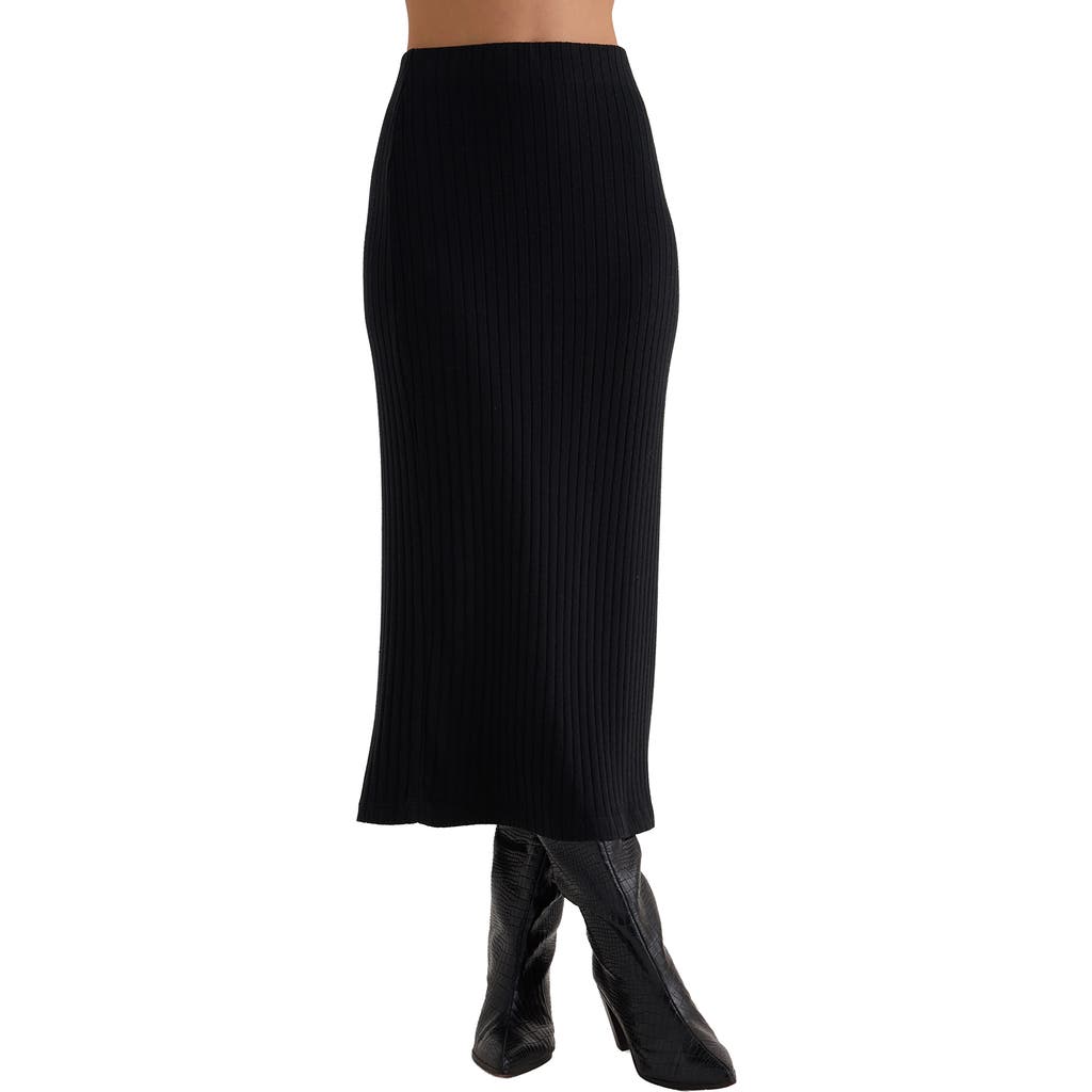 Bella Dahl Rib Knit Midi Skirt In Black