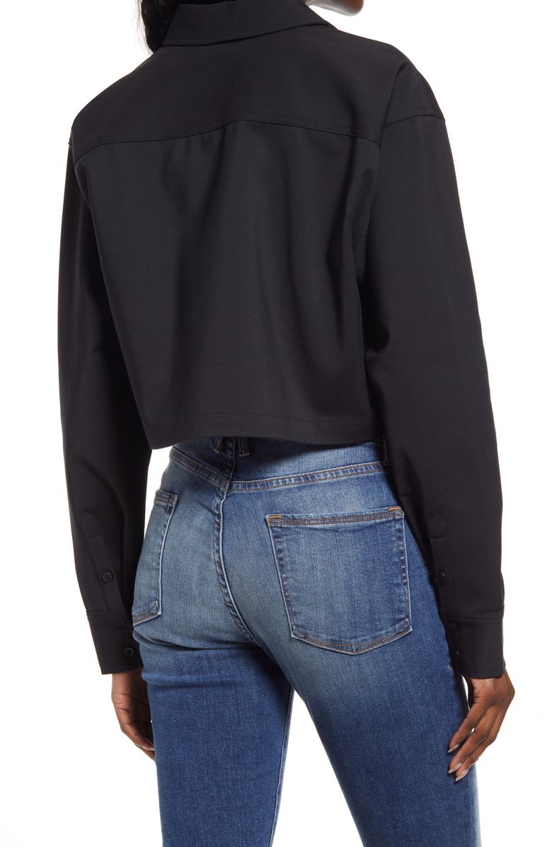 Good American Boxy Crop Button-Up Shirt, Alternate, color, 