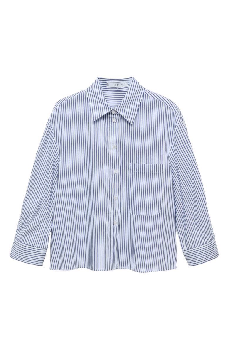 MANGO Stripe Cotton Blend Button-Up Shirt, Alternate, color,