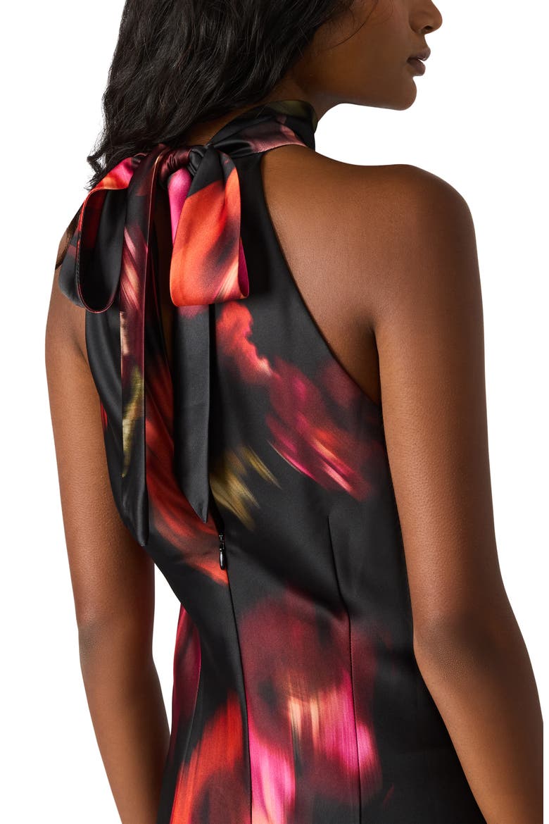 Lara Satin Bias Cut Maxi Dress, Alternate, color, BLURRY FLORAL