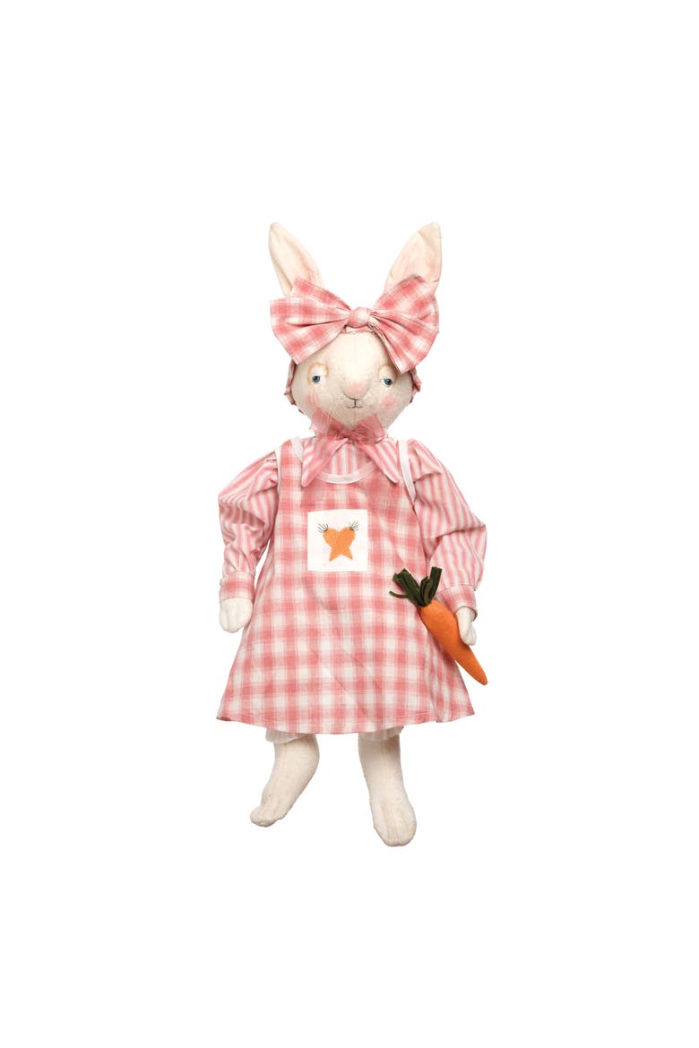 Ally Bunny Easter with Carrot Joe Spencer Gathered Traditions Figurine, Main, color, Pink