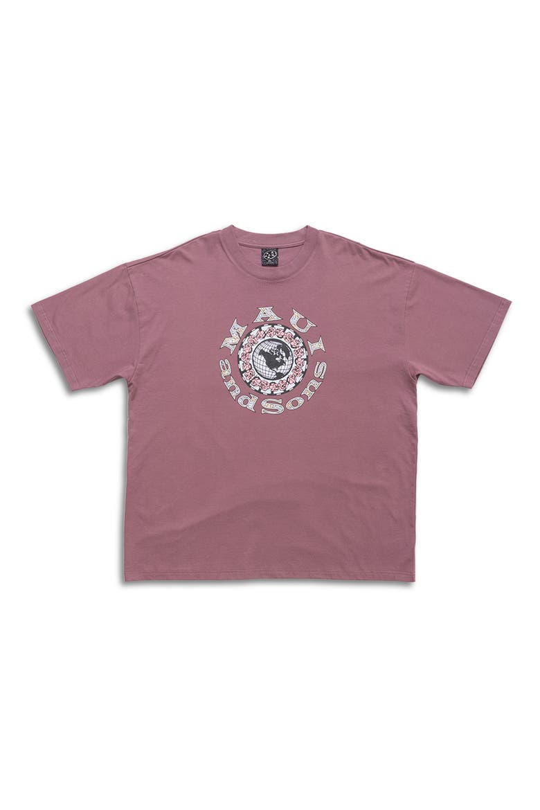 Globe Graphic T-Shirt, Alternate, color, MAUVE
