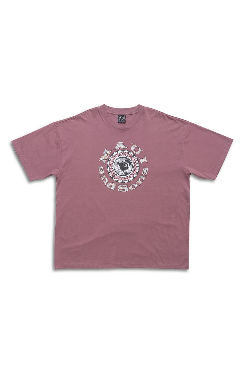 Maui & Sons Globe Graphic T-Shirt, Alternate, color, Mauve