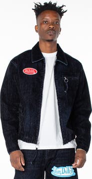 Von Dutch Pagans Flocked Bomber Denim Jacket