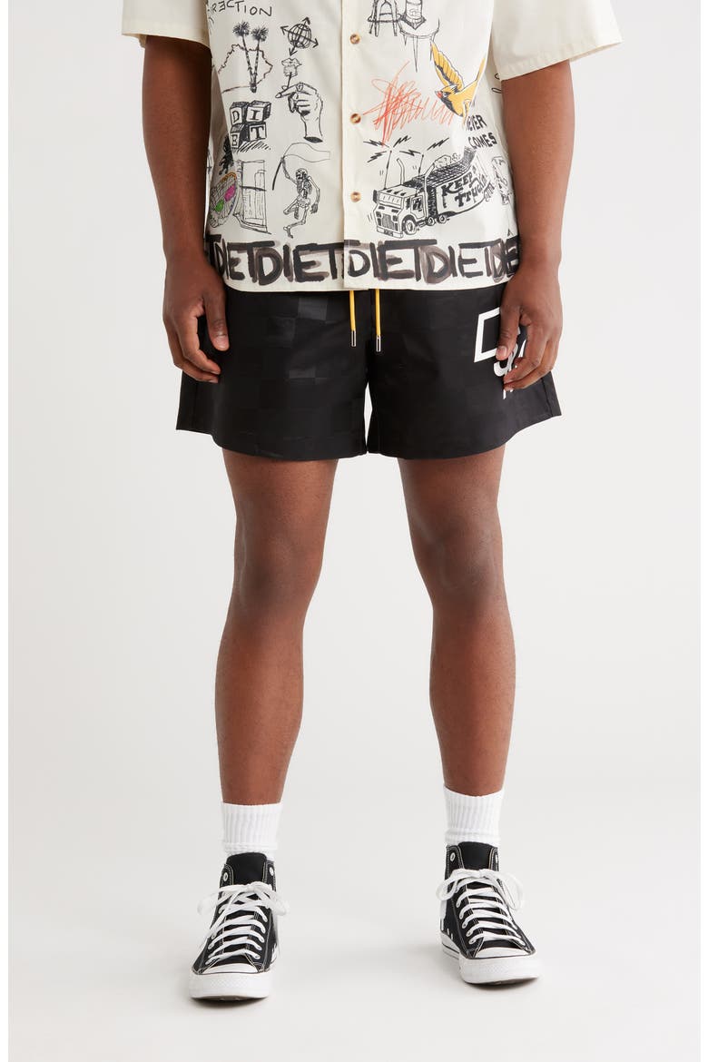 Checkered Shorts, Main, color, BLACK