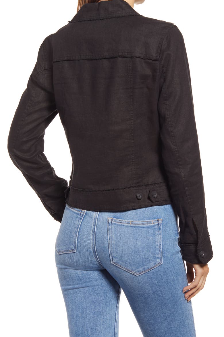 Two Palms Linen Raw Edge Jacket, Alternate, color, BLACK
