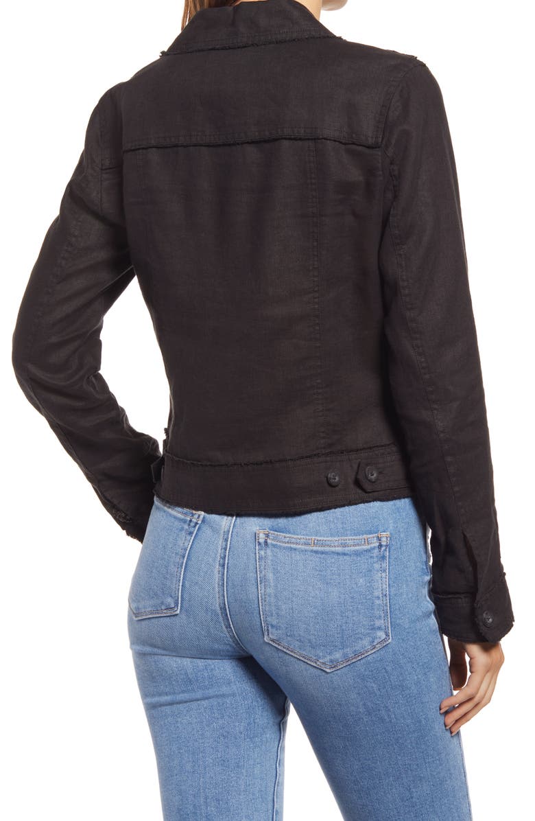 Tommy Bahama Two Palms Linen Raw Edge Jacket, Alternate, color, Black