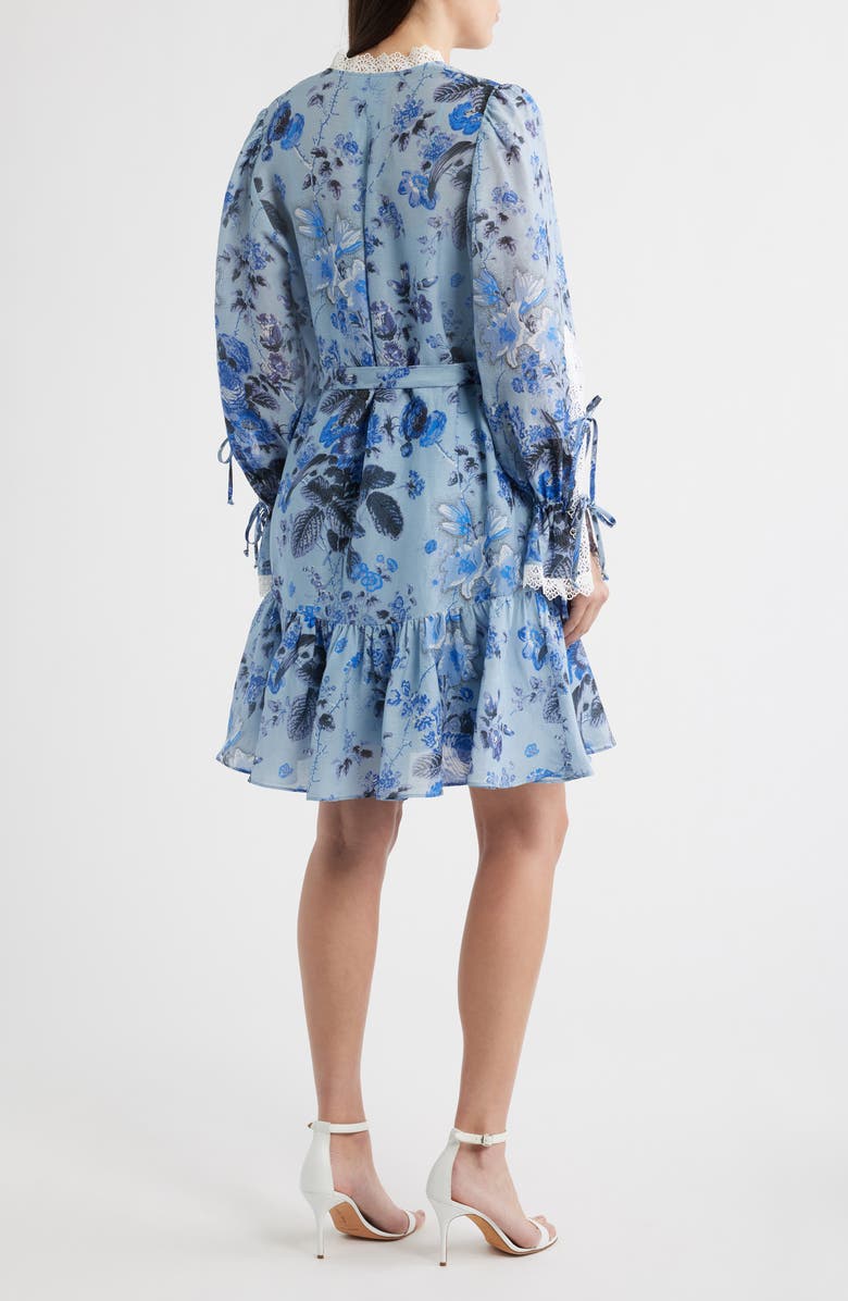 KOBI HALPERIN Beli Tie Waist Long Sleeve Dress, Alternate, color, Powder Blue Multi