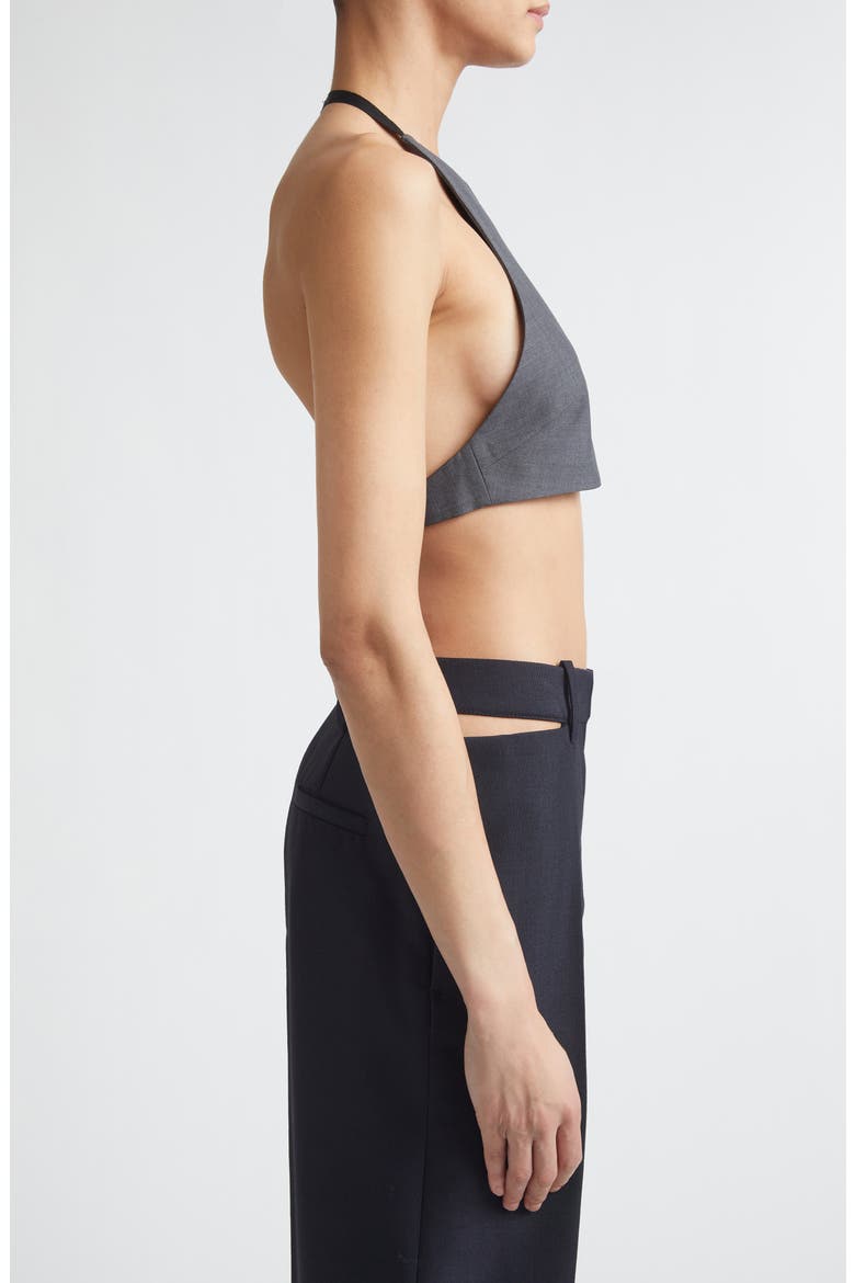 Adjustable Wool Poplin Halter Top, Alternate, color, STONE GREY