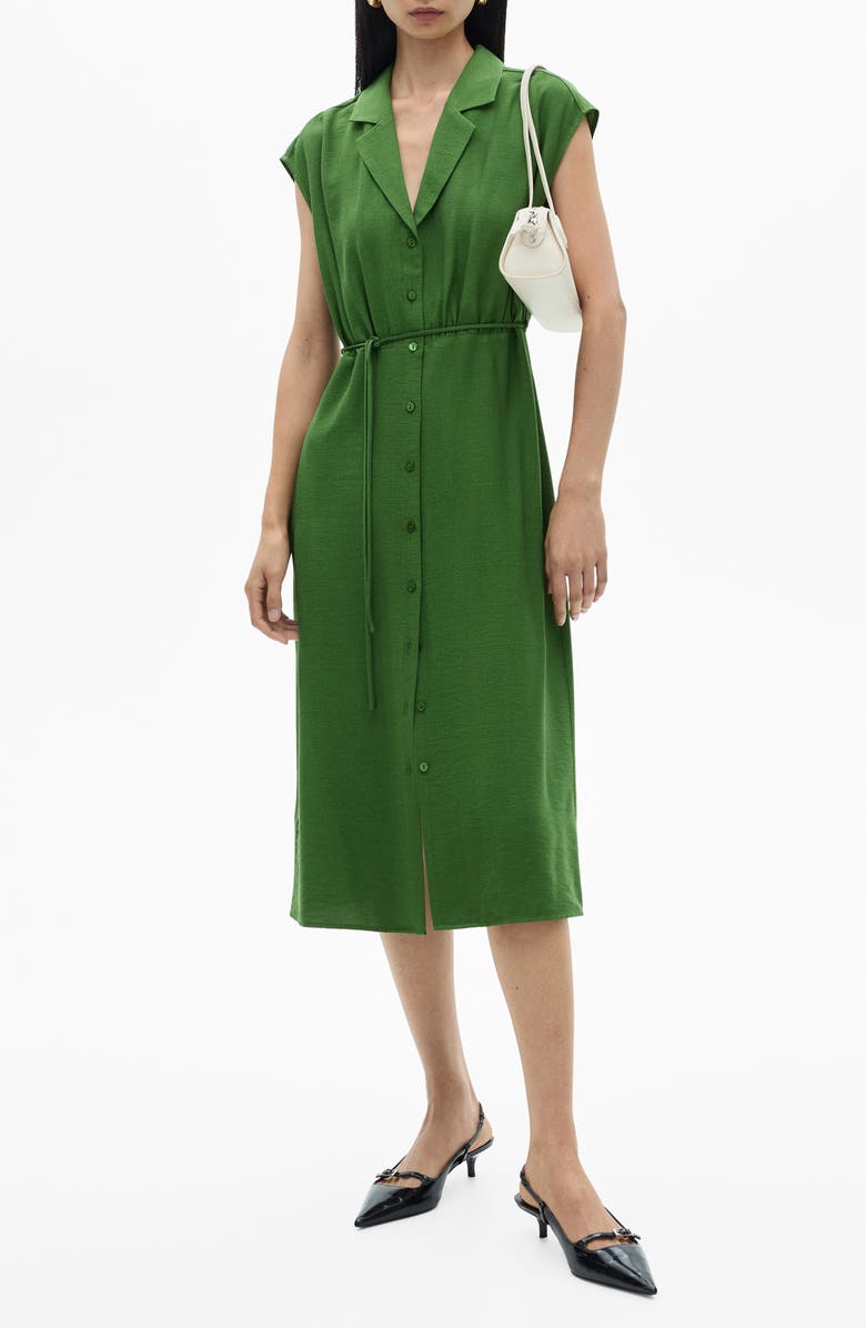 MANGO Bow Midi Shirtdress, Main, color, Green