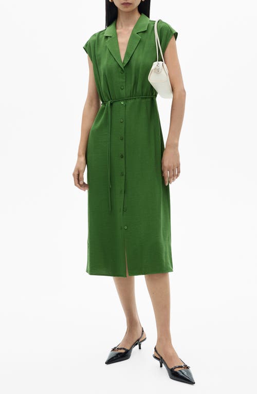 Mango Bow Midi Shirtdress In Green