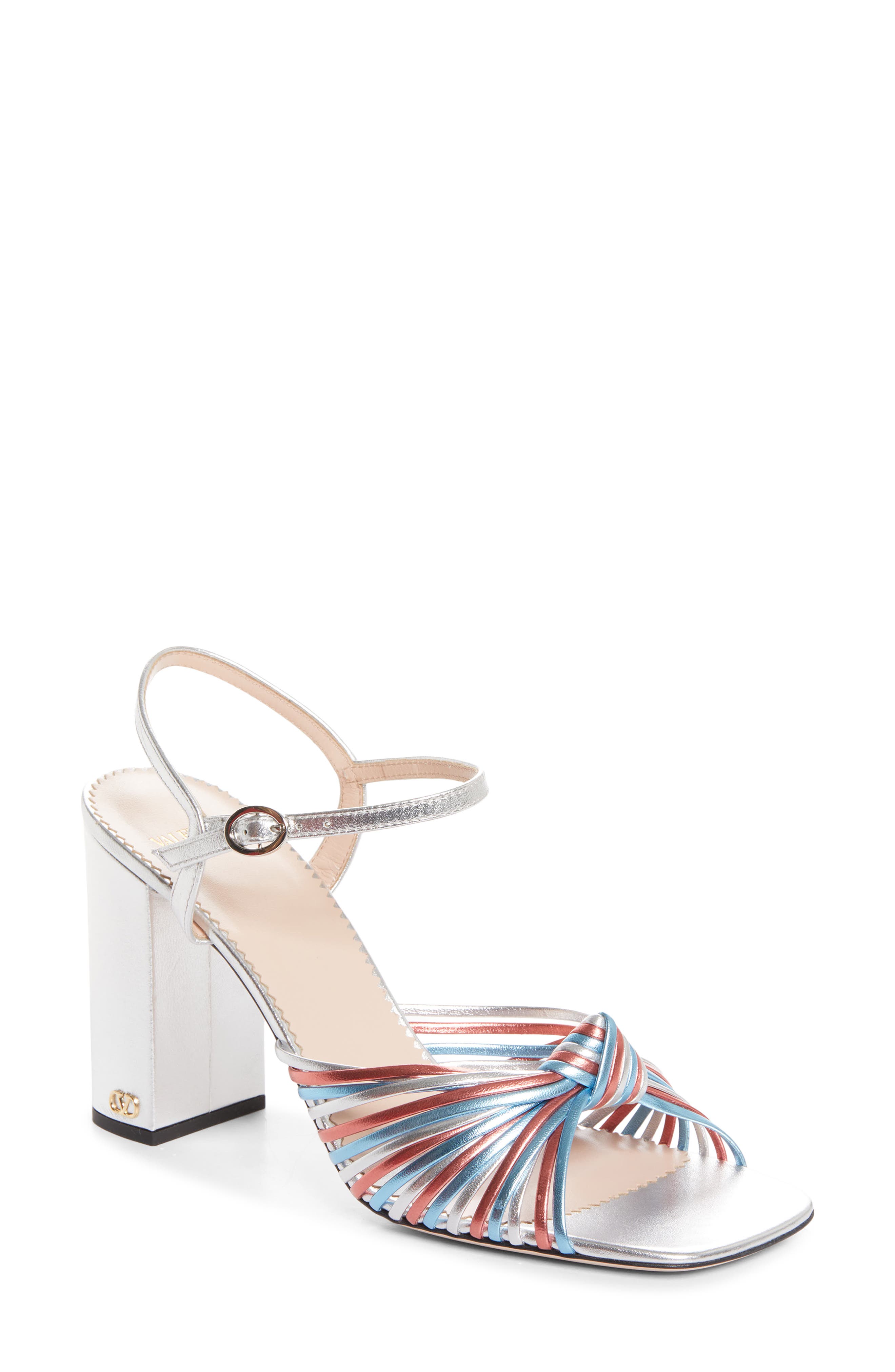 Valentino Annet Ankle Strap Sandal, Main, color, Silver
