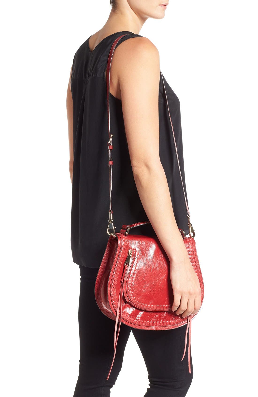 Vanity Saddle Bag, Alternate, color, DEEP RED DISTRESSED LEATHER