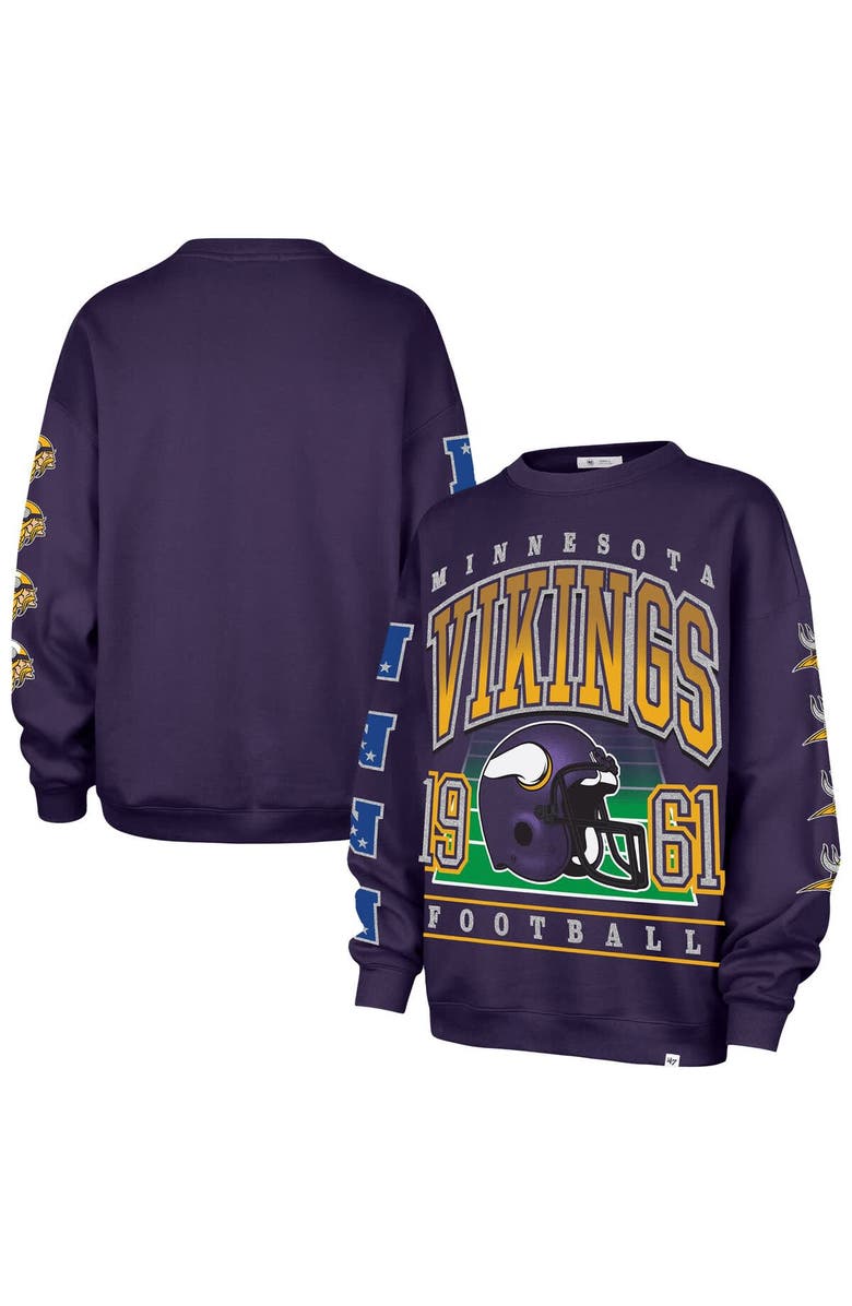 '47 Women's '47 Purple Minnesota Vikings Go Big Oversized Pullover Sweatshirt, Main, color, Purple