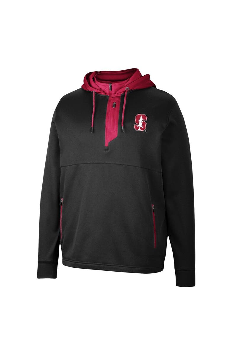 COLOSSEUM Men's Colosseum Black Stanford Cardinal Luge 3.0 Quarter-Zip Hoodie, Alternate, color, 