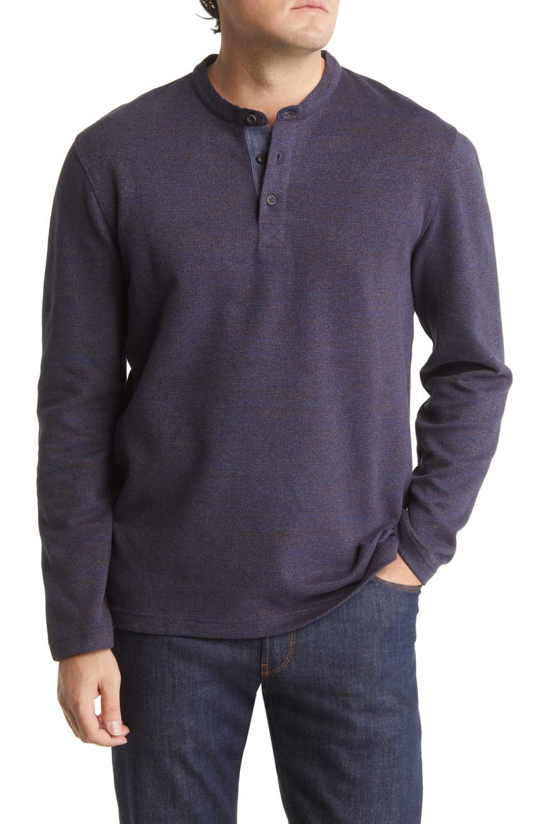 Textured Cotton Blend Henley, Main, color, NAVY