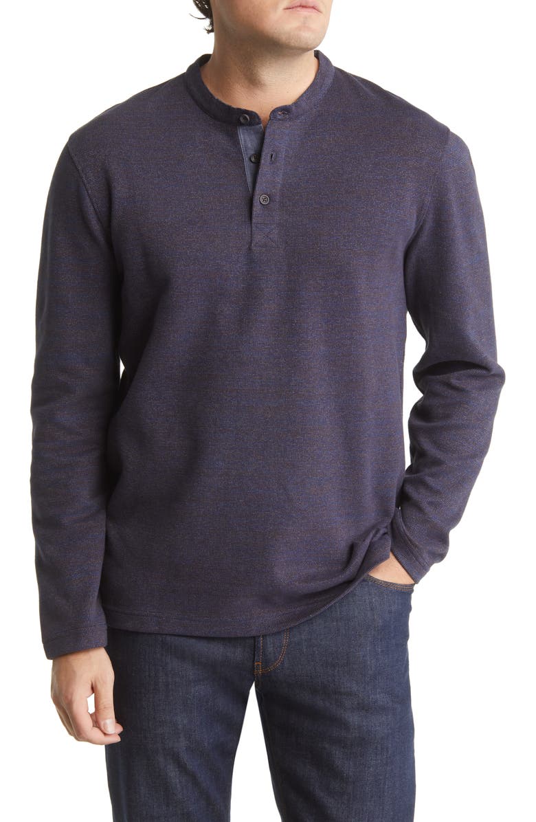 Johnston & Murphy Textured Cotton Blend Henley, Main, color, 
