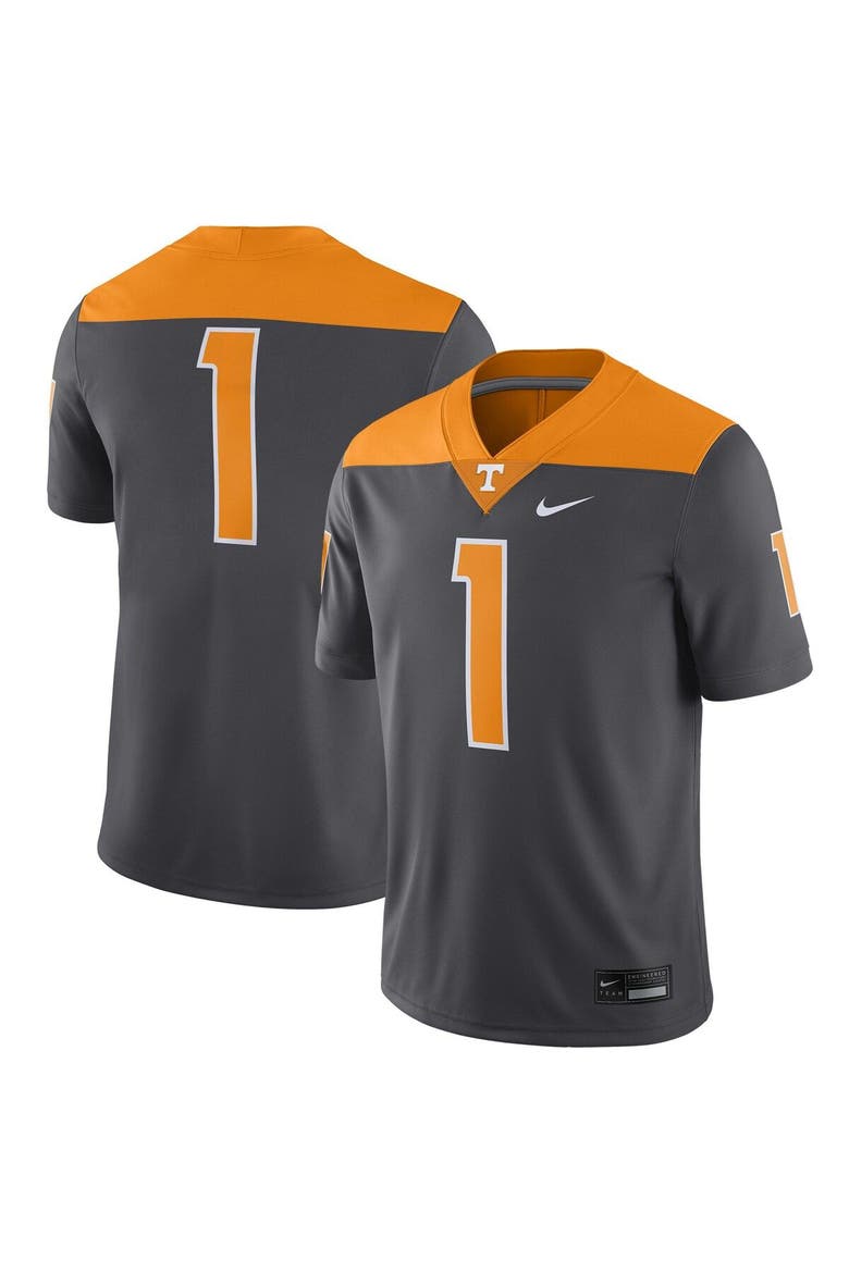 Men's Nike #1 Anthracite Tennessee Volunteers Alternate Game Jersey, Main, color, Anthracite