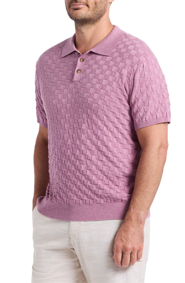 Robert Graham Hampson Cotton Polo Sweater, Alternate, color, Light Pink