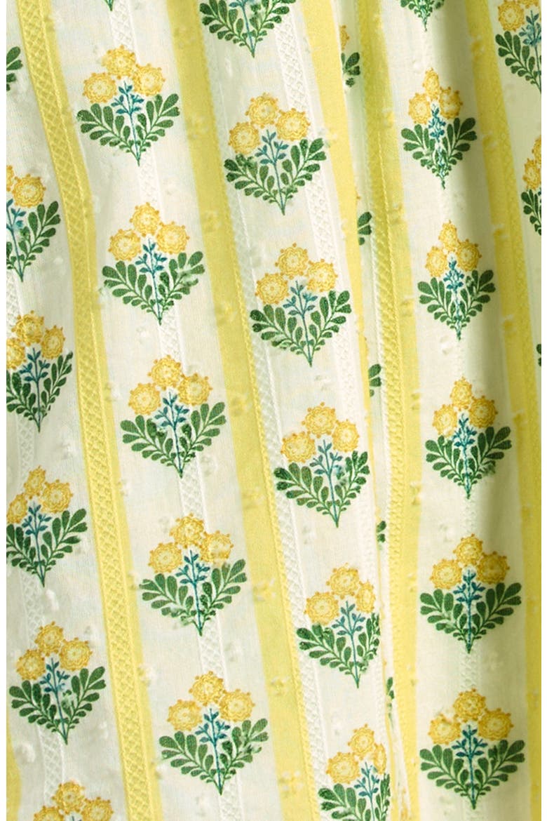 Floaty Shirred Cotton Dress & Bloomers Set, Alternate, color, YELLOW FLOWER STEM