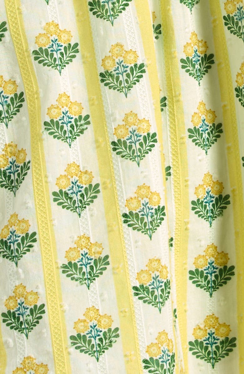 Boden Floaty Shirred Cotton Dress & Bloomers Set, Alternate, color, Yellow Flower Stem