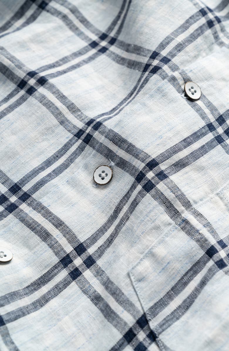 Rodd & Gunn Harwich Plaid Short Sleeve Linen Button-Up Shirt, Alternate, color, Chambray