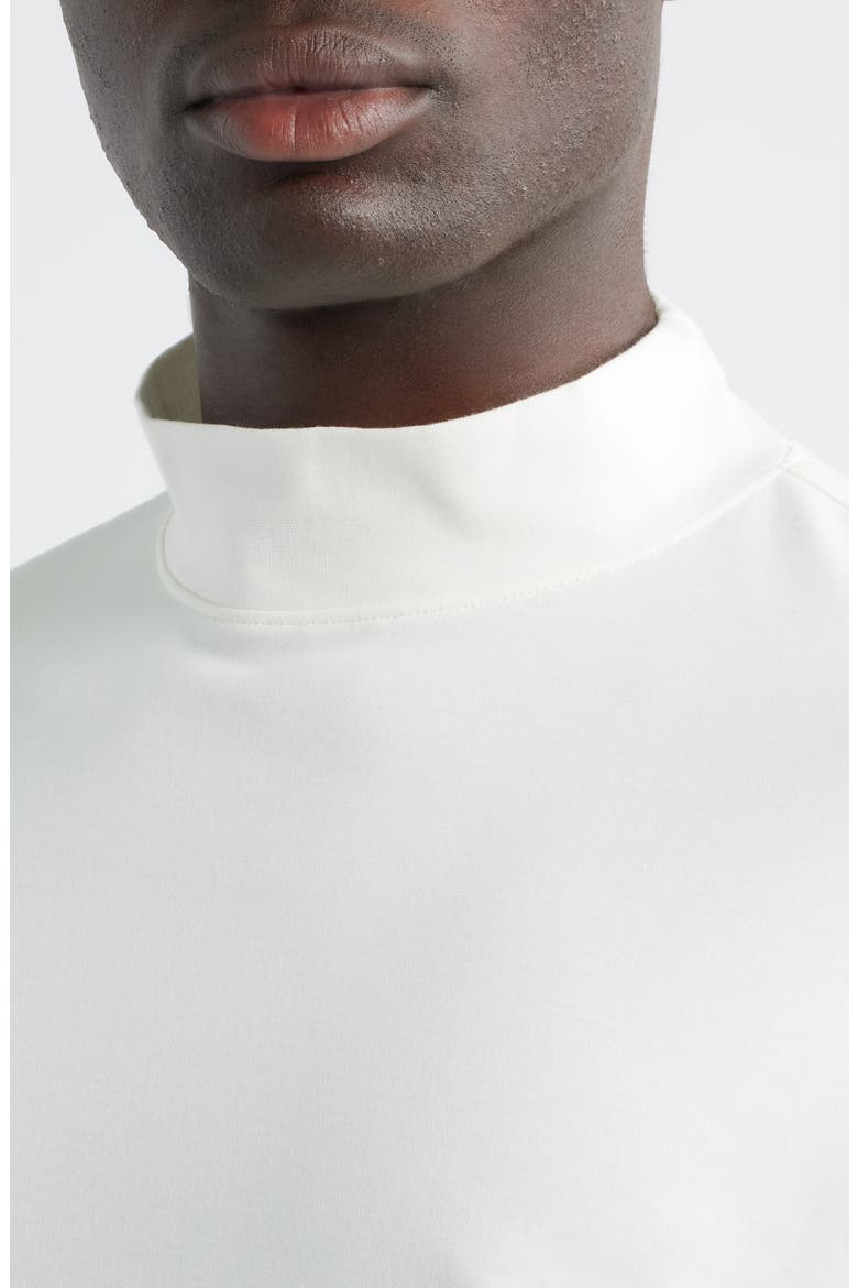 Pima Cotton Interlock Mock Neck Top, Alternate, color, WHITE