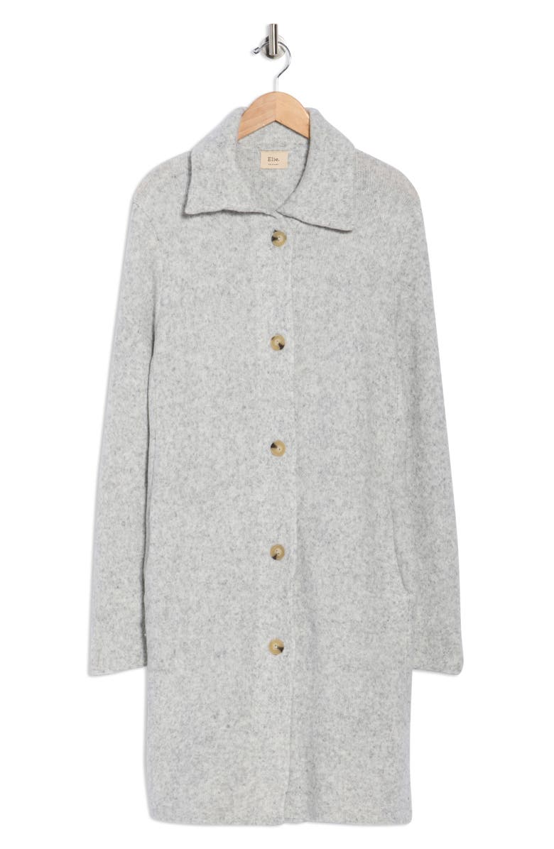 ELIE ELIE TAHARI Button Front Sweater Coat, Alternate, color, Grey Heather