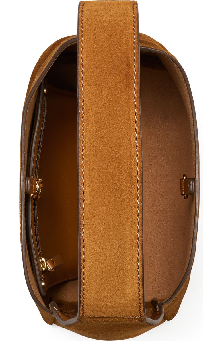 Tory Burch Small Romy Suede Hobo Bag, Alternate, color, Caramel