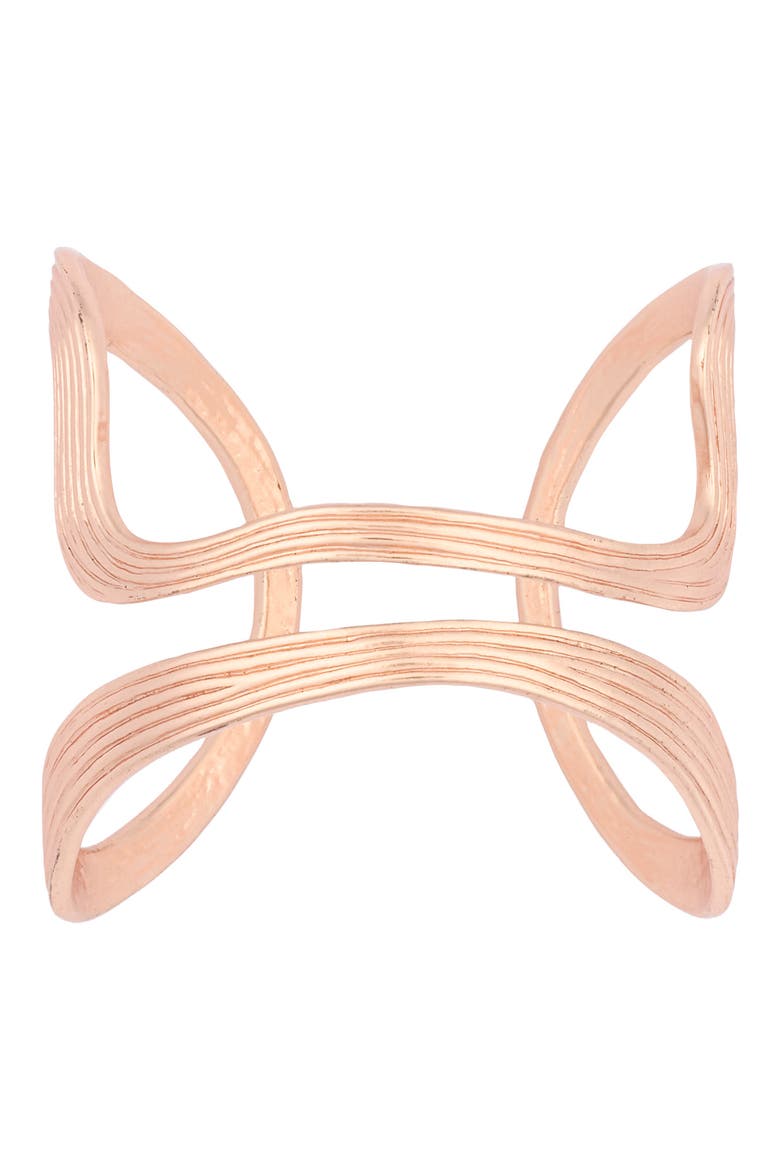 Brushed Openwork Cuff Bracelet, Main, color, ROSE GOLD