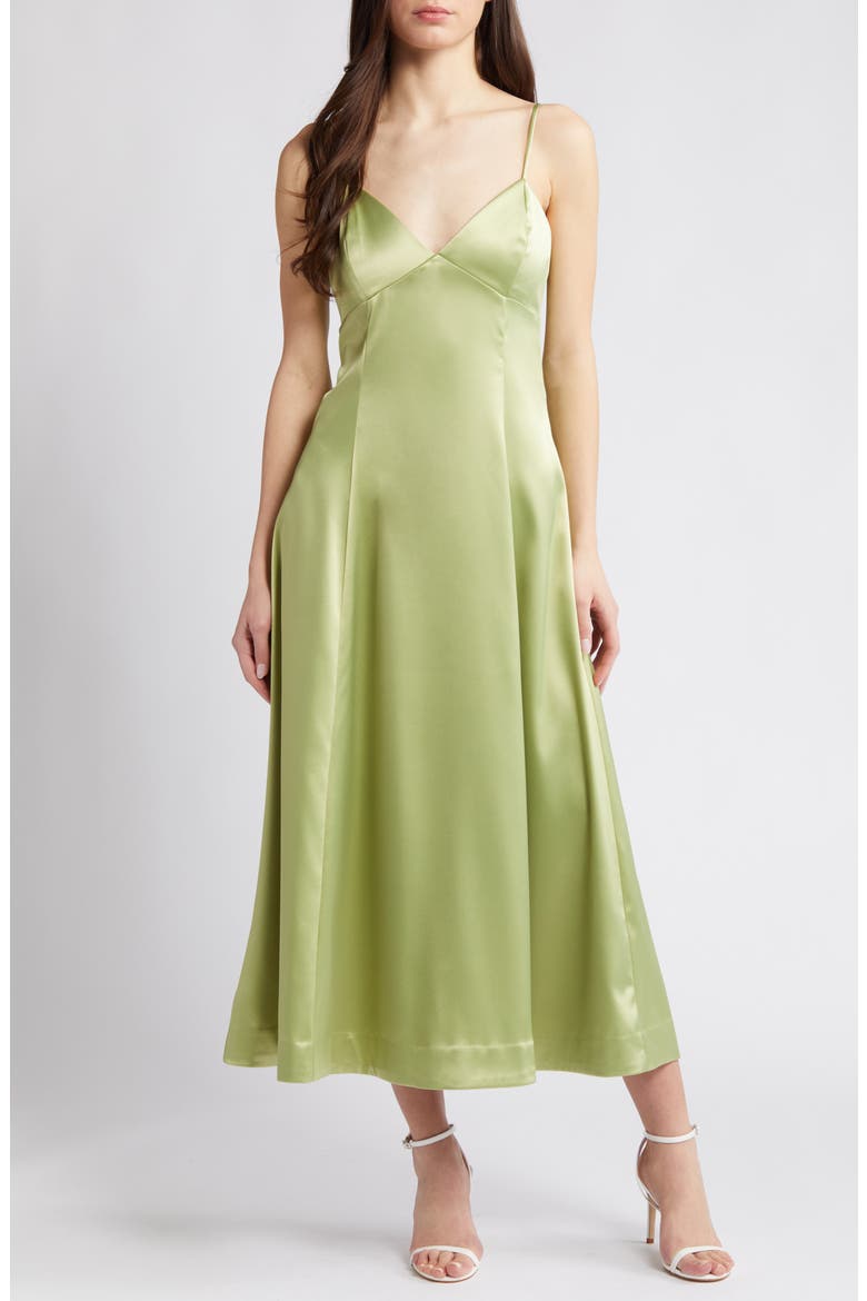 The Elodie Satin Dress, Main, color, PISTACHIO