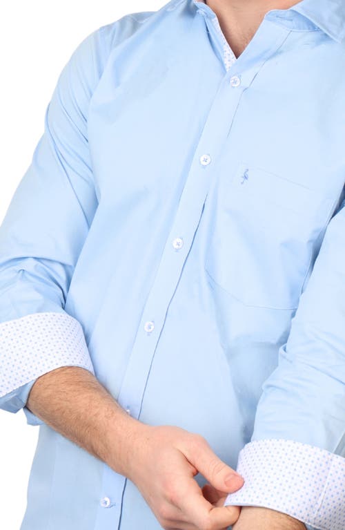 Tailorbyrd Stretch Cotton Button-up Shirt In Light Blue