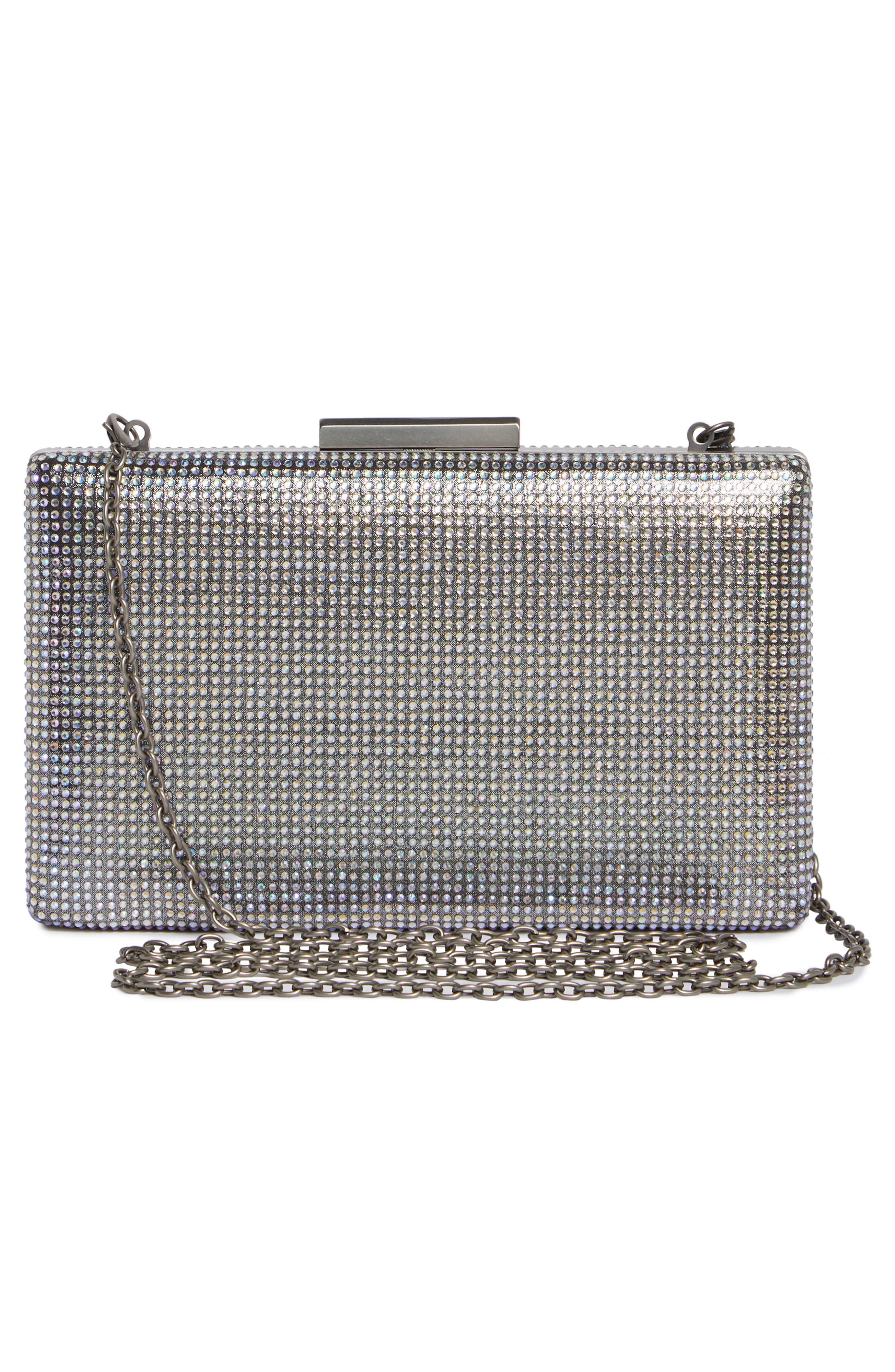 Crystal Box Clutch, Alternate, color, SILVER