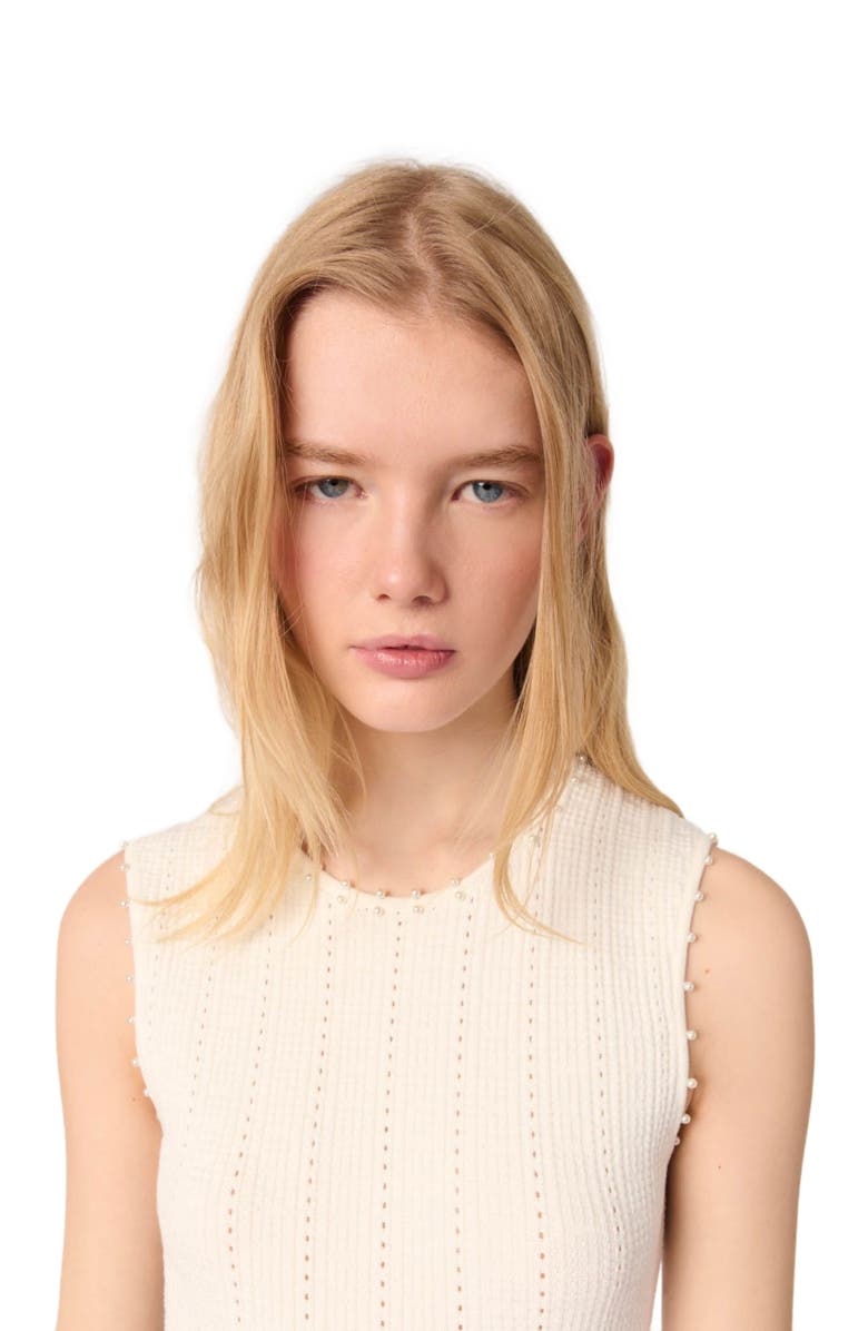 maje Beaded pointelle knit maxi dress, Alternate, color, 