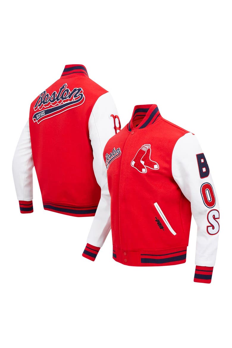 Men's Pro Standard Red Boston Red Sox Script Tail Wool Full-Zip Varity Jacket, Main, color, Red