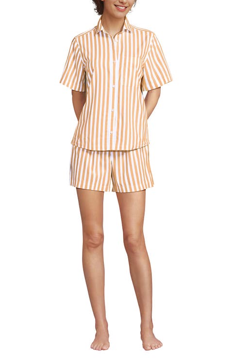 Poplin 2 Piece Pajama Set - Short Sleeve Shirt and Shorts