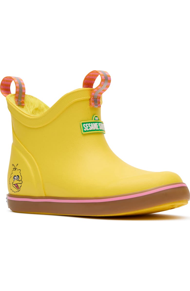 XTRATUF Kids' Sesame Street<sup>®</sup> Ankle Deck Waterproof Boot, Main, color, Big Bird Yellow