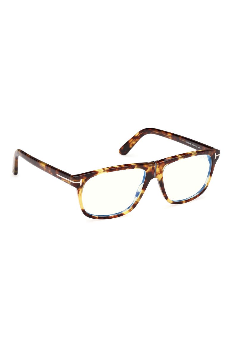 56mm Pilot Blue Light Blocking Glasses, Alternate, color, HAVANA / T LOGO / BLUE BLOCK