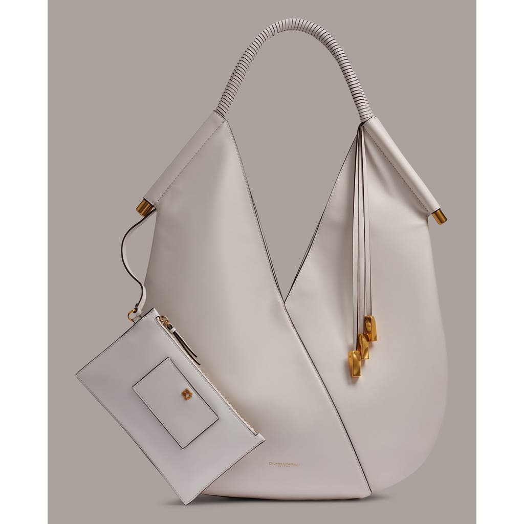 Donna Karan Baldwin Large Shoulder With Leather Wrapped Rounded Handle In Brilliant White