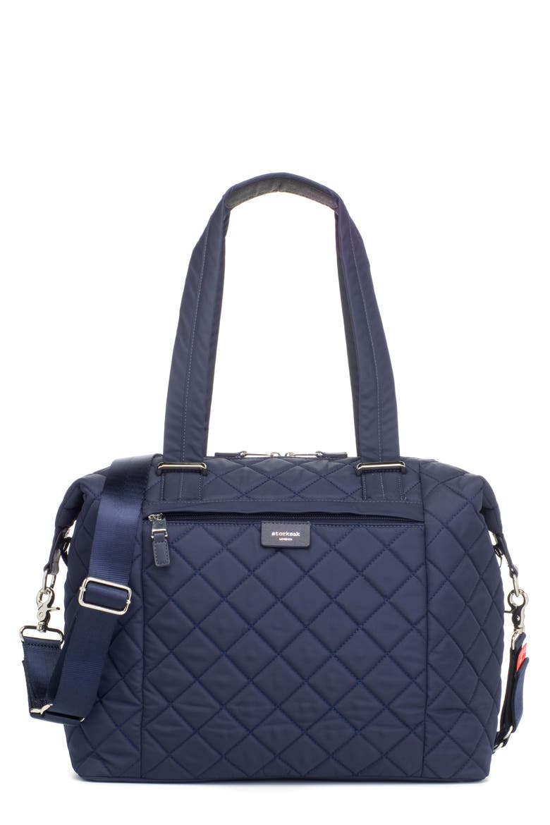 Stevie Quilted Nylon Diaper Bag, Main, color, NAVY