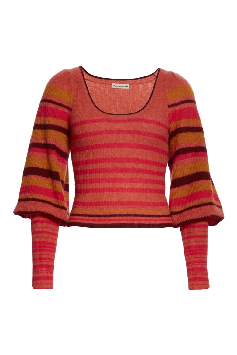 Kariana Stripe Cashmere Sweater, Alternate, color, CERISE