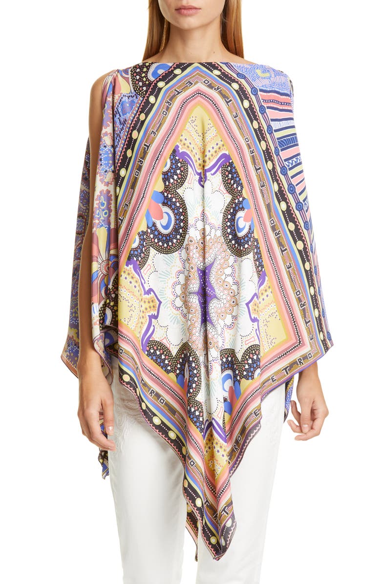 Etro Geo Print Cover-Up Poncho, Main, color, 