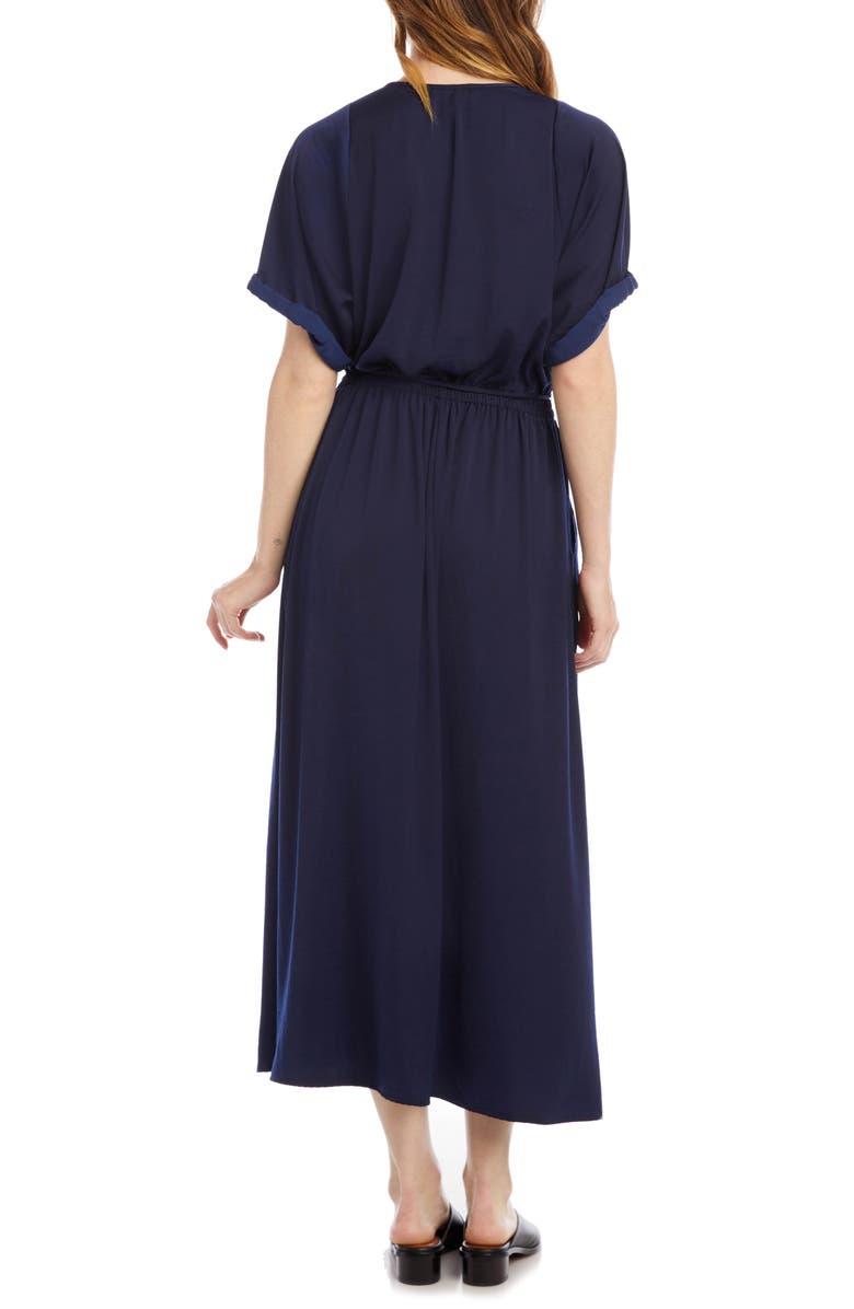 Karen Kane Cuffed Sleeve Midi Dress, Alternate, color, Navy