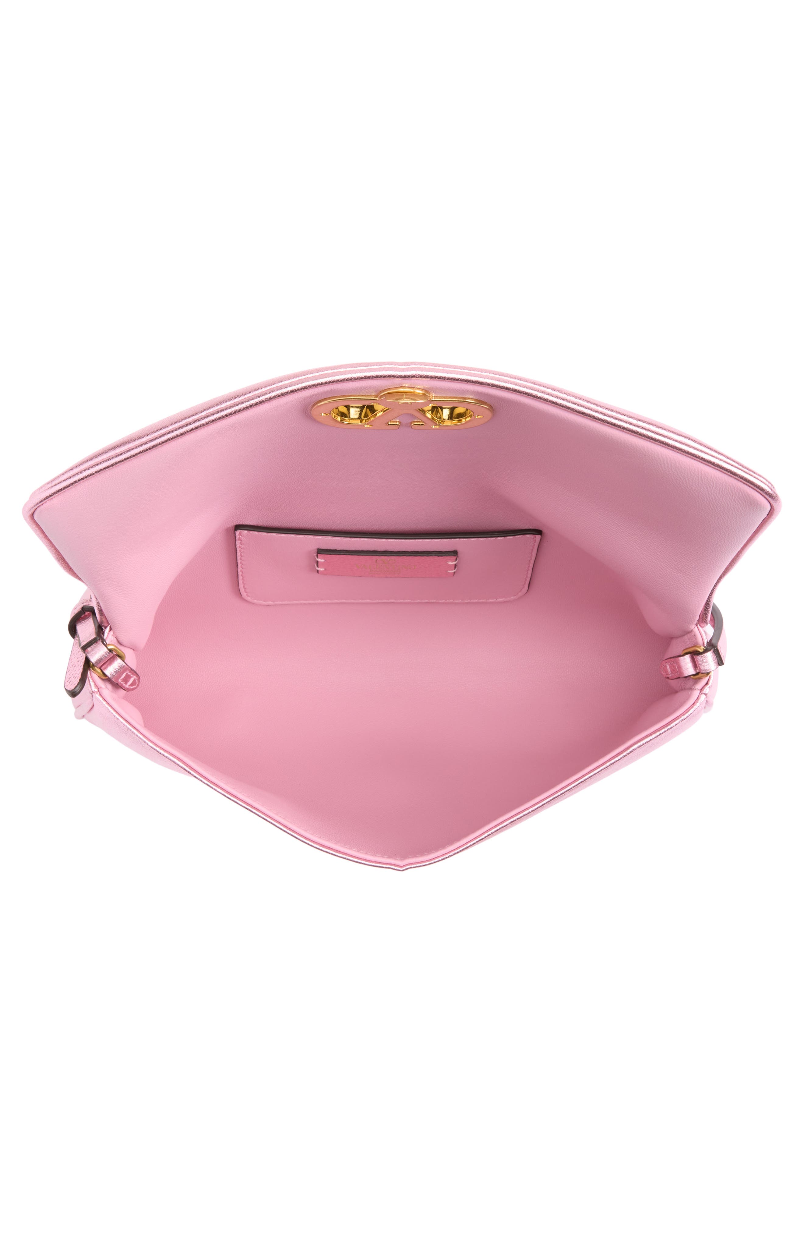 Small DeVain Metallic Leather Shoulder Bag, Alternate, color, DUSTY ROSE