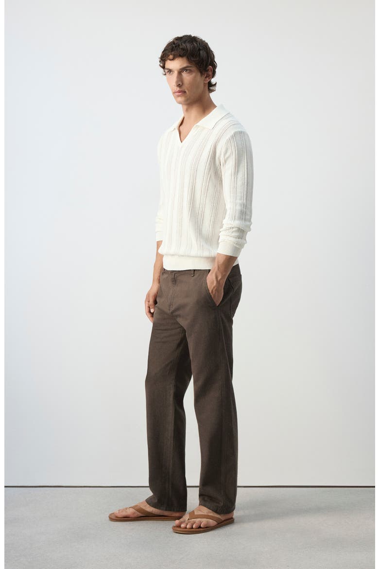 Relaxed Fit Cotton & Linen Jeans, Alternate, color, BROWN