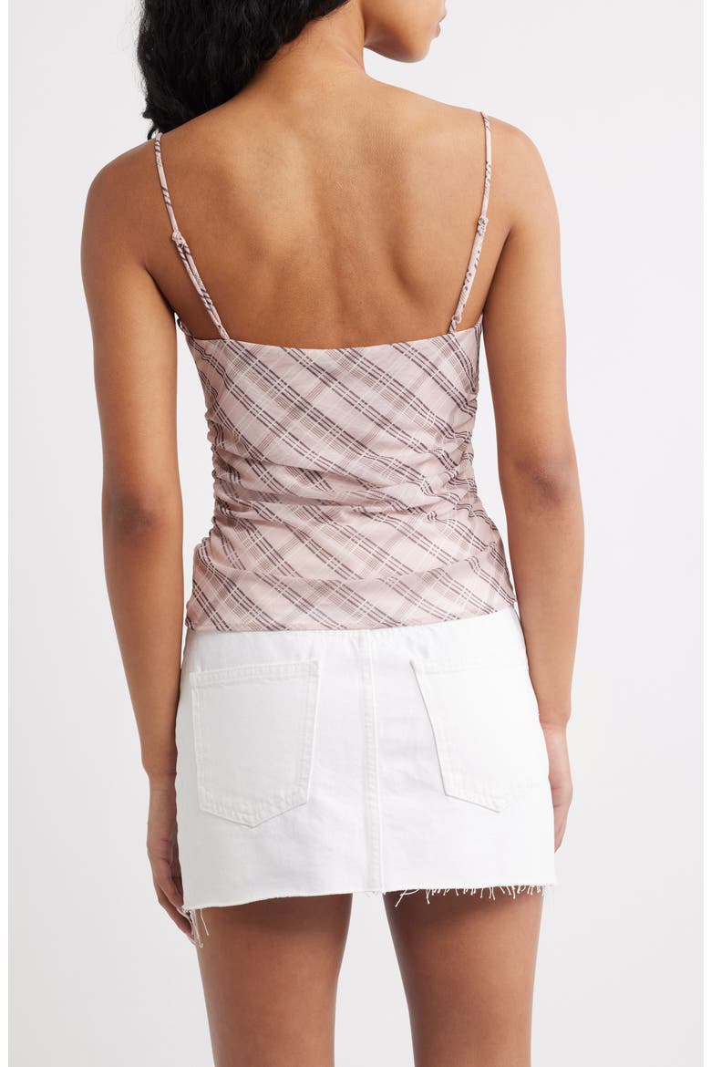 Illo Plaid Cowl Neck Ruched Top, Alternate, color, PINK